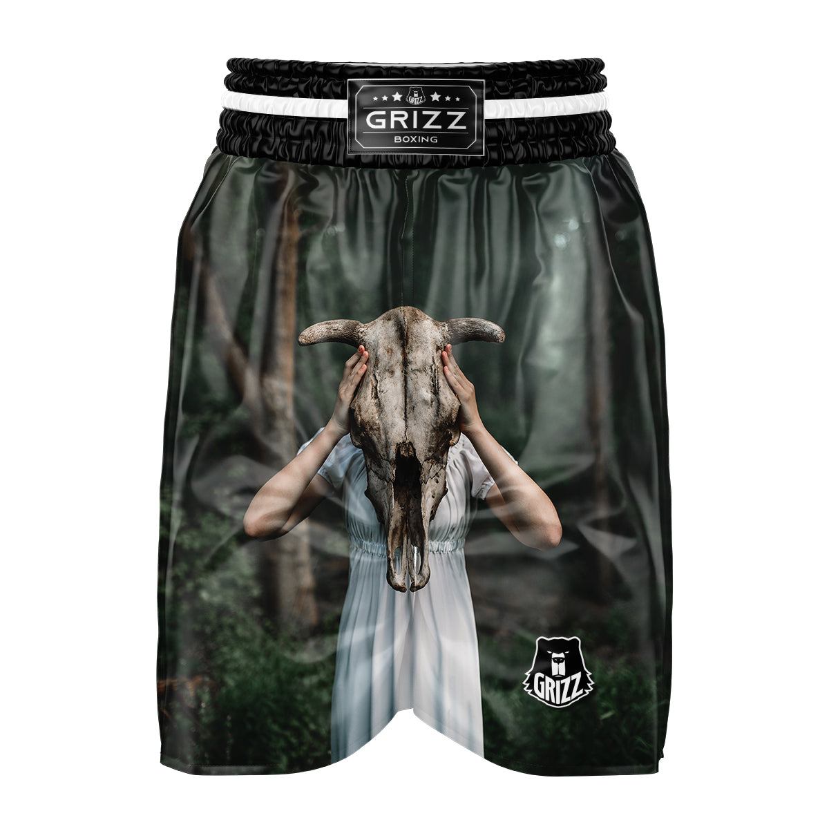 Girl With Animal Skull Print Boxing Shorts-grizzshop