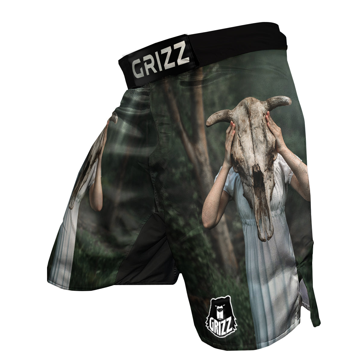 Girl With Animal Skull Print MMA Shorts-grizzshop