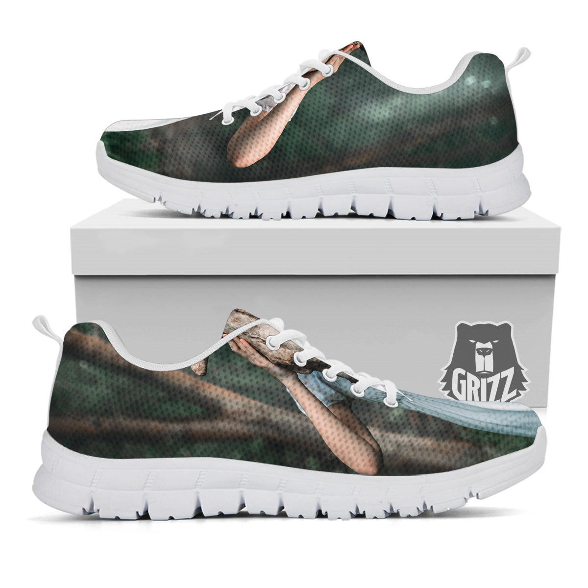 Girl With Animal Skull Print White Sneaker-grizzshop