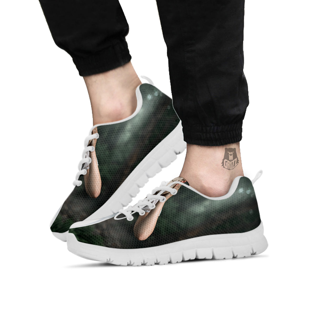 Girl With Animal Skull Print White Sneaker-grizzshop