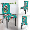 Girly Floral Rose Sugar Skull Skeleton Pattern Print Chair Cover-grizzshop