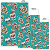 Girly Floral Rose Sugar Skull Skeleton Pattern Print Floor Mat-grizzshop