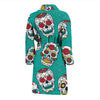 Girly Floral Rose Sugar Skull Skeleton Pattern Print Men Long Robe-grizzshop