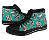 Girly Floral Rose Sugar Skull Skeleton Pattern Print Men Women's High Top Shoes-grizzshop