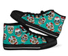 Girly Floral Rose Sugar Skull Skeleton Pattern Print Men Women's High Top Shoes-grizzshop