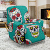 Girly Floral Rose Sugar Skull Skeleton Pattern Print Recliner Cover-grizzshop