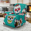 Girly Floral Rose Sugar Skull Skeleton Pattern Print Recliner Cover-grizzshop