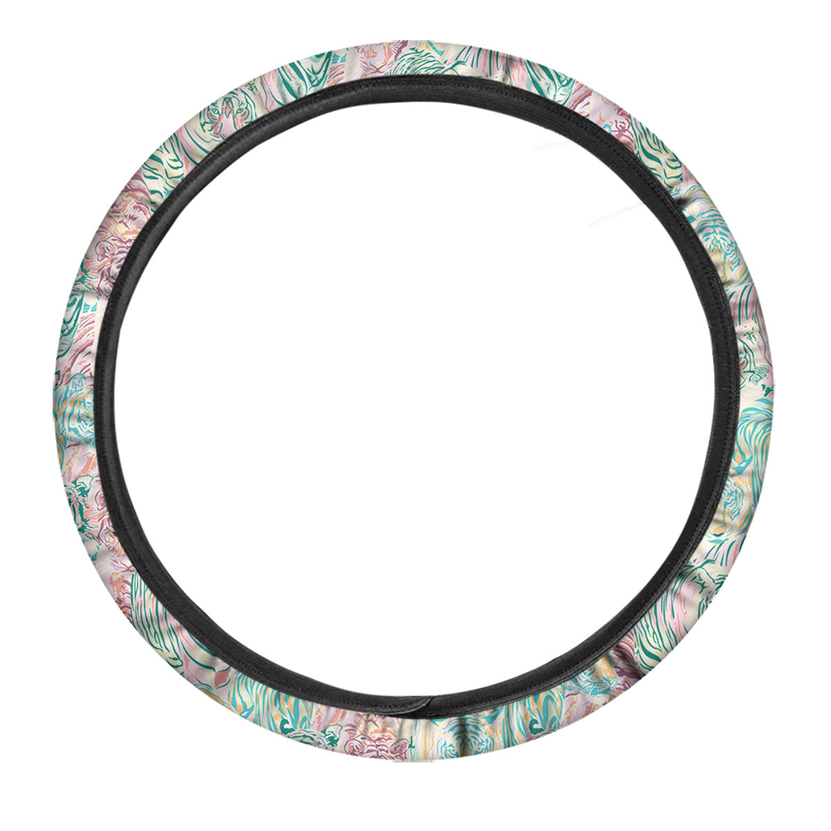 Girly Tigers Pastel Print Pattern Car Steering Wheel Cover-grizzshop