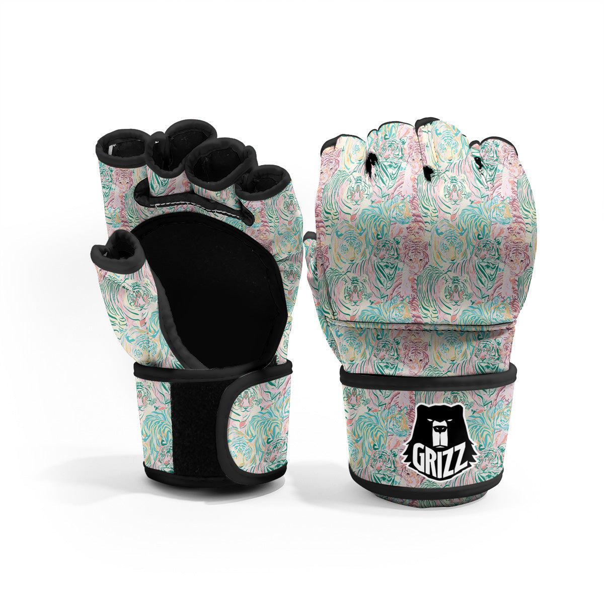 Girly Tigers Pastel Print Pattern MMA Gloves-grizzshop
