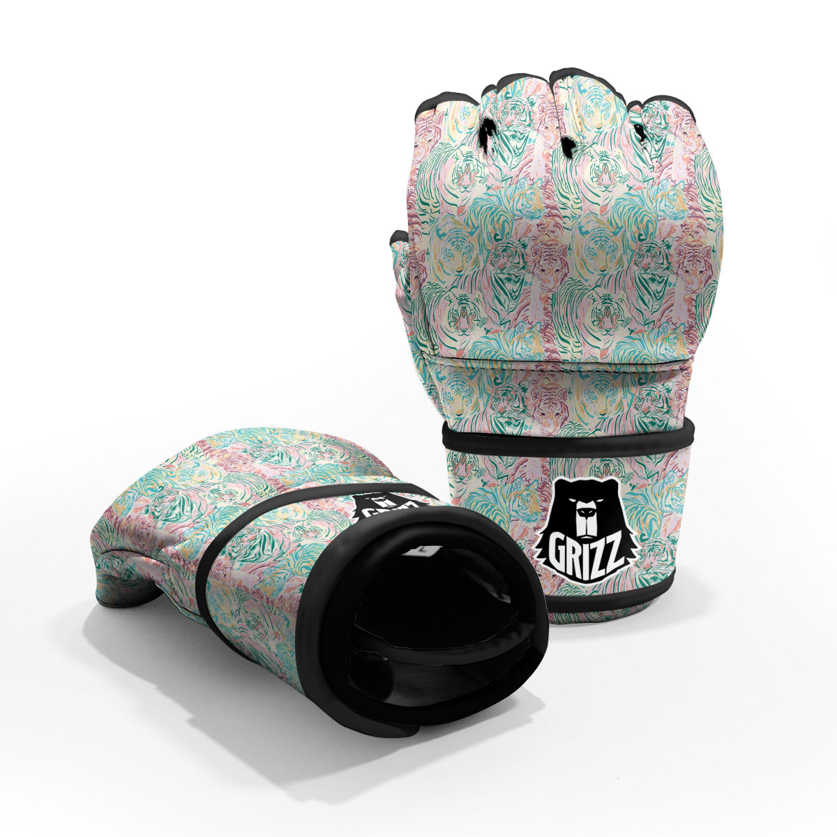 Girly Tigers Pastel Print Pattern MMA Gloves-grizzshop