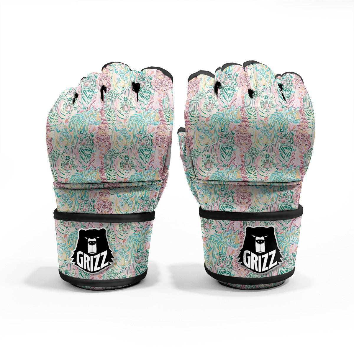 Girly Tigers Pastel Print Pattern MMA Gloves-grizzshop
