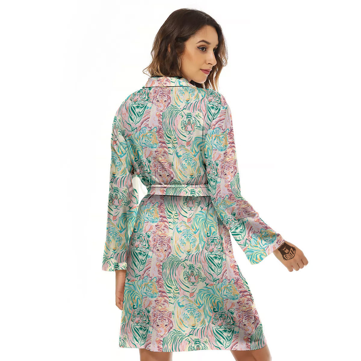 Girly Tigers Pastel Print Pattern Women's Robe-grizzshop