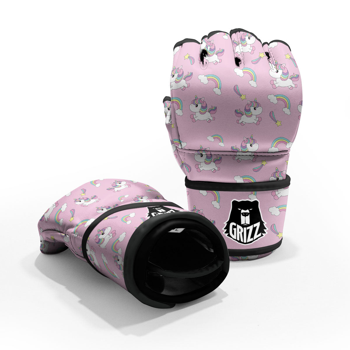 Girly Unicorn Pink Print Pattern MMA Gloves-grizzshop