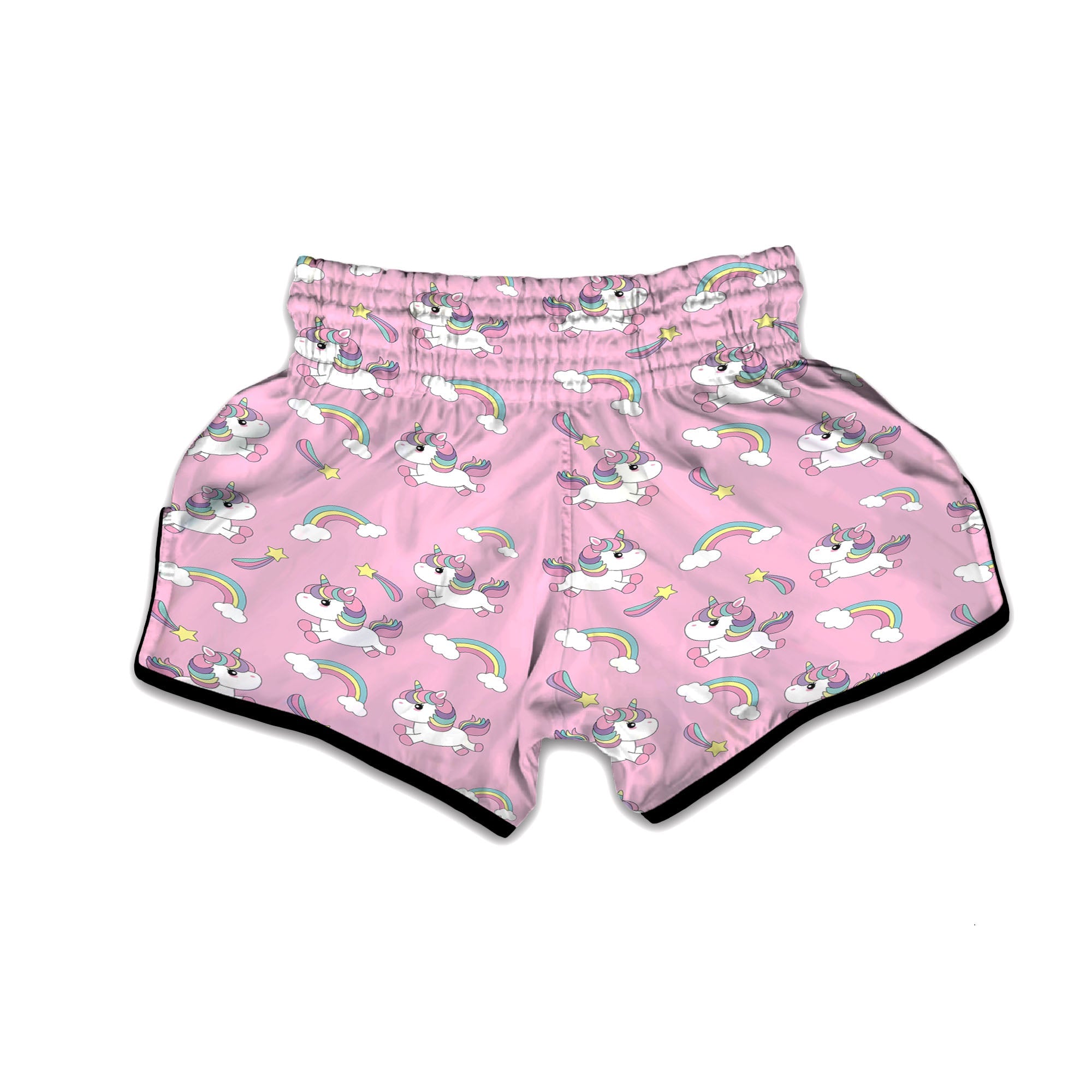 Girly Unicorn Pink Print Pattern Muay Thai Boxing Shorts-grizzshop