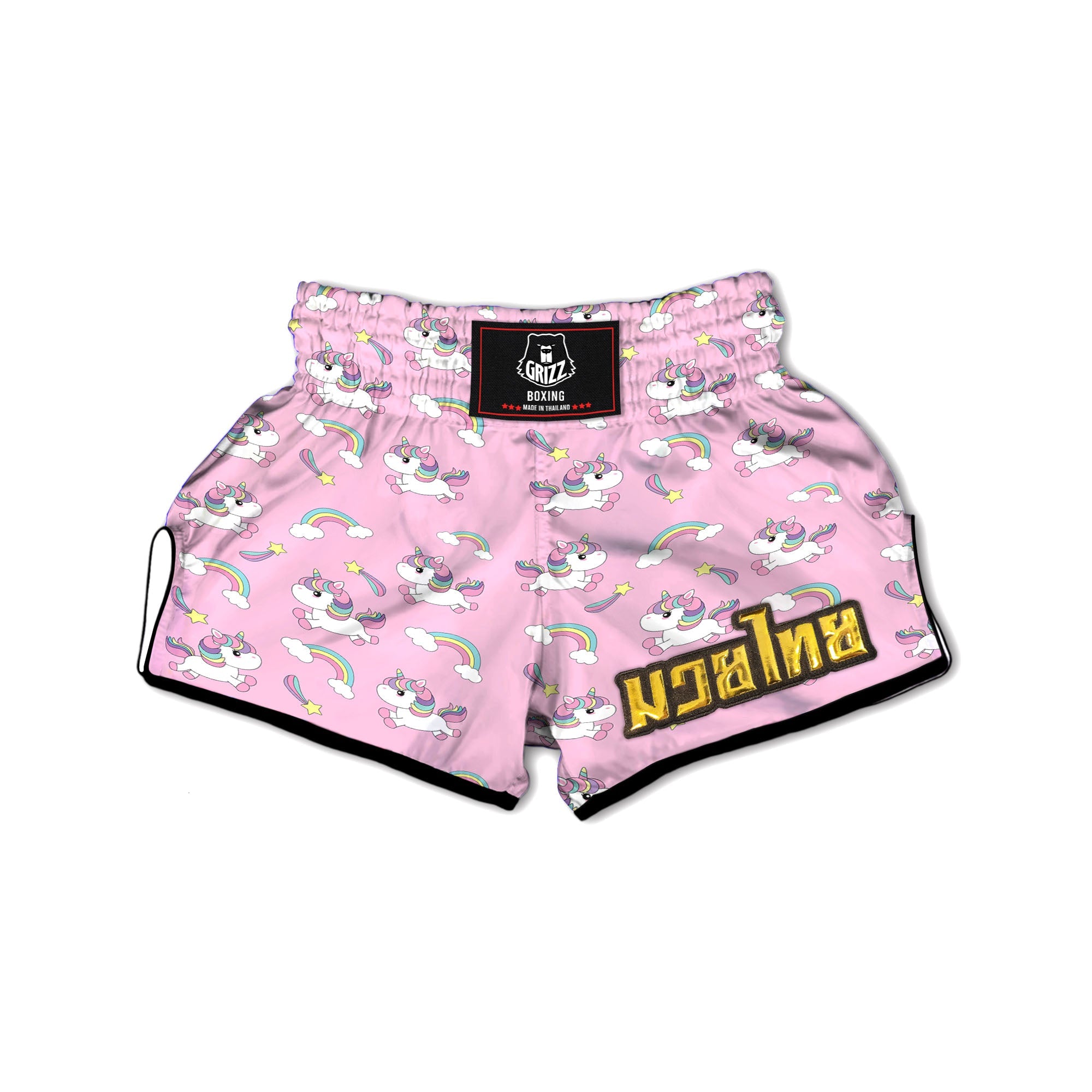 Girly Unicorn Pink Print Pattern Muay Thai Boxing Shorts-grizzshop