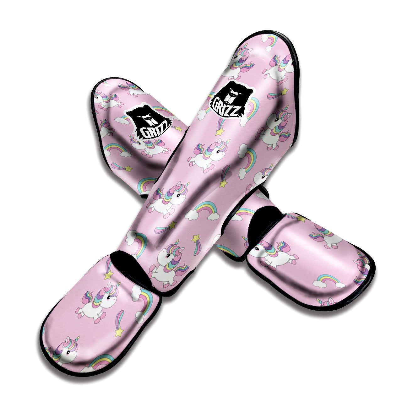 Girly Unicorn Pink Print Pattern Muay Thai Shin Guards-grizzshop