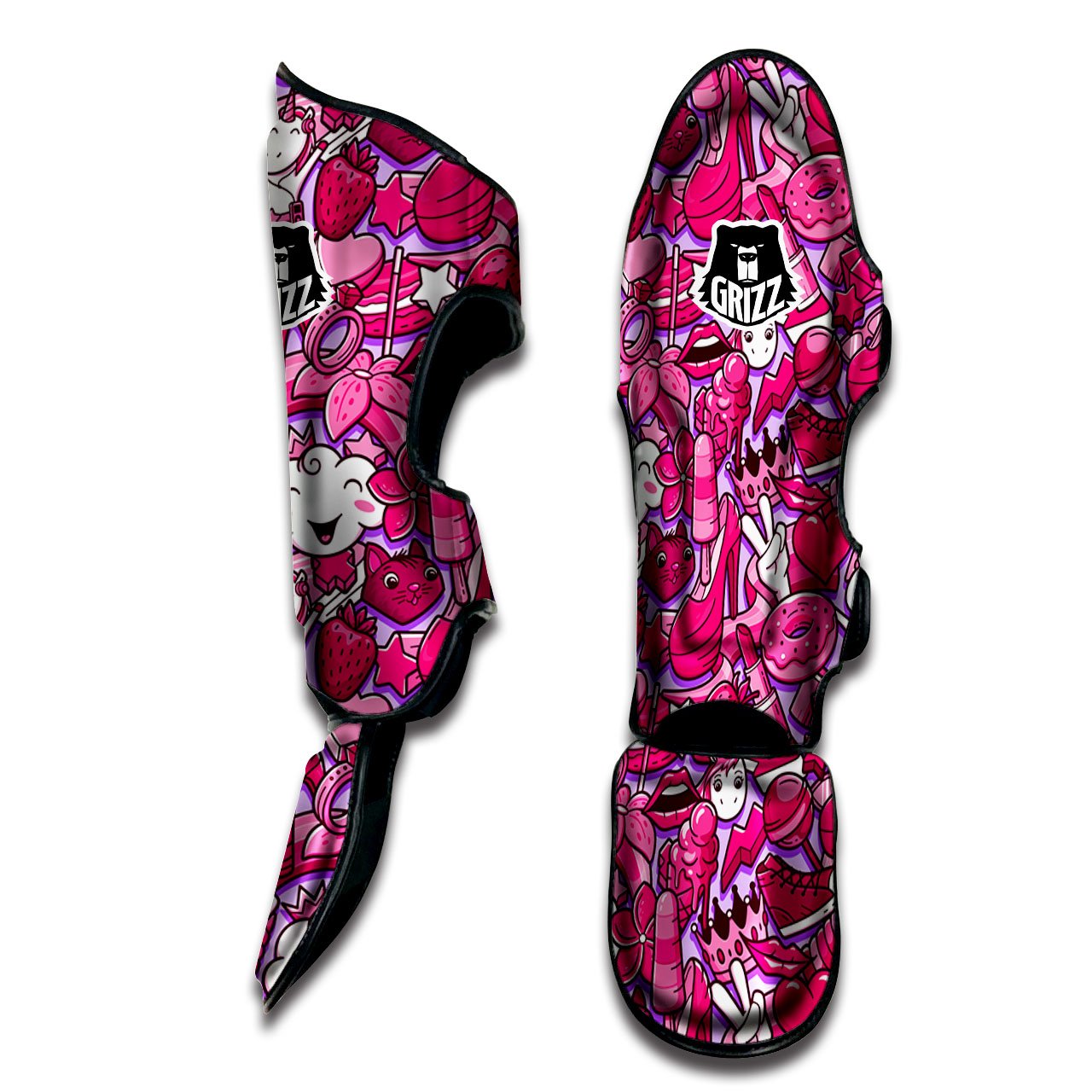 Girly Unicorn Purple Print Pattern Muay Thai Shin Guards-grizzshop