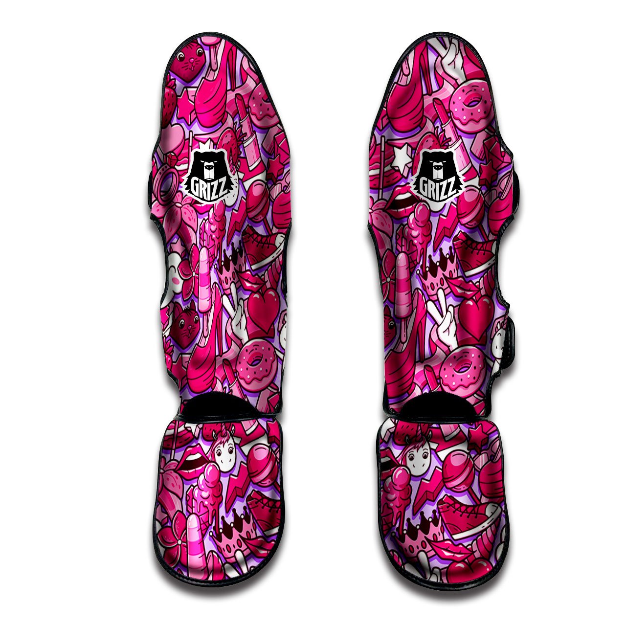 Girly Unicorn Purple Print Pattern Muay Thai Shin Guards-grizzshop