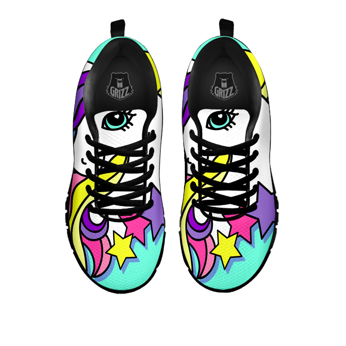 Girly Unicorn Teal Print Black Sneaker-grizzshop