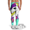 Girly Unicorn Teal Print Men's Leggings-grizzshop