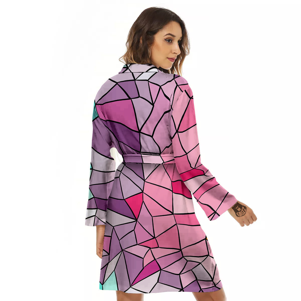 Glass Mosaic Colorful Stained Print Women's Robe-grizzshop