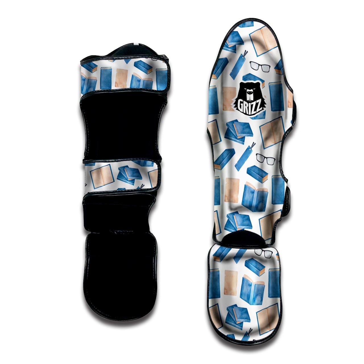 Glasses And Reading Books Print Pattern Muay Thai Shin Guards-grizzshop