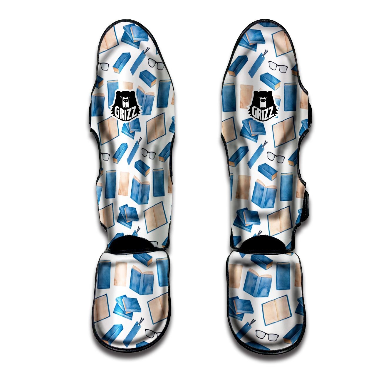 Glasses And Reading Books Print Pattern Muay Thai Shin Guards-grizzshop