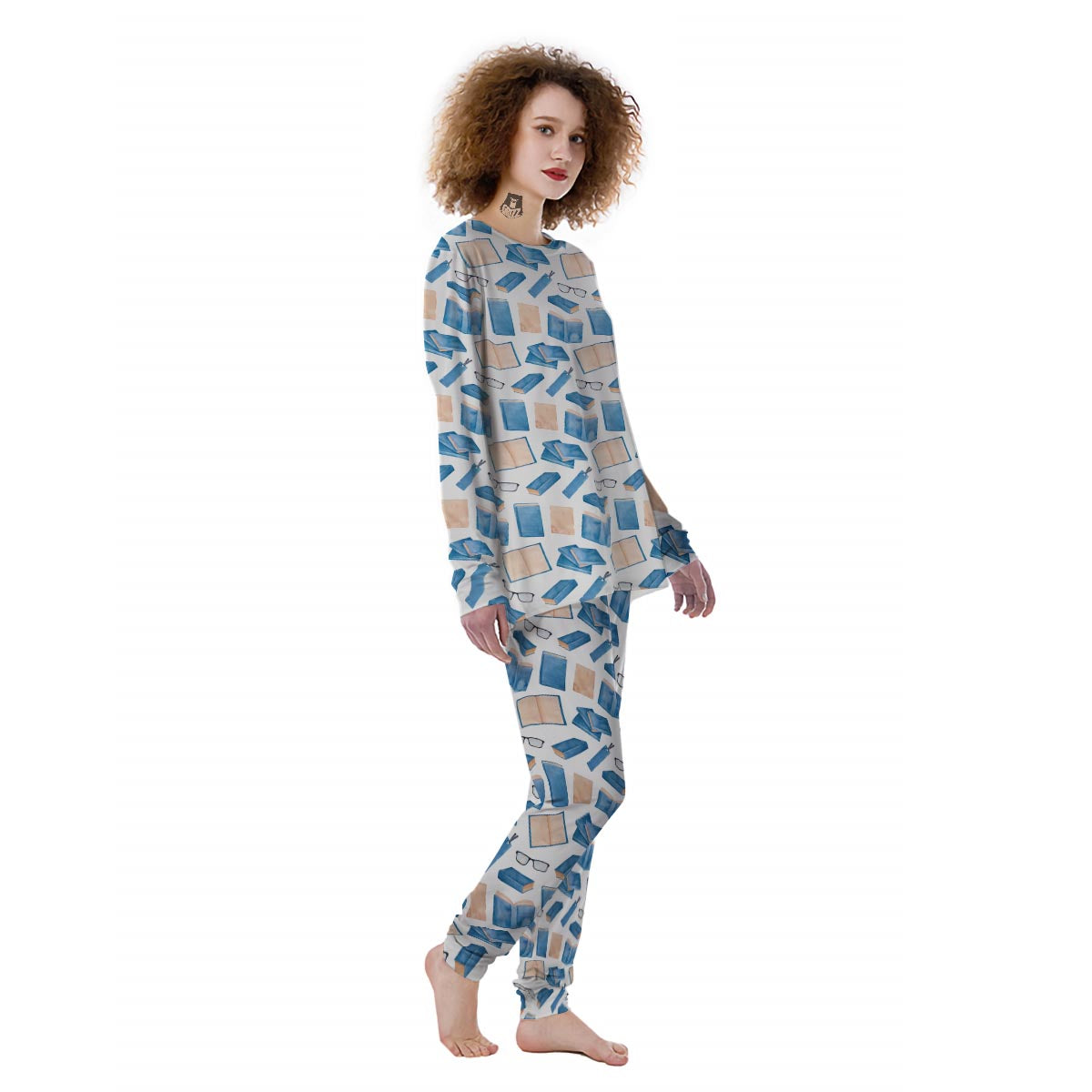 Glasses And Reading Books Print Pattern Women's Pajamas-grizzshop