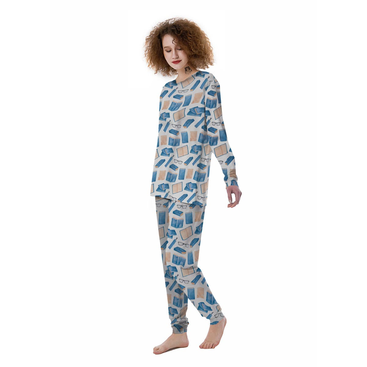 Glasses And Reading Books Print Pattern Women's Pajamas-grizzshop