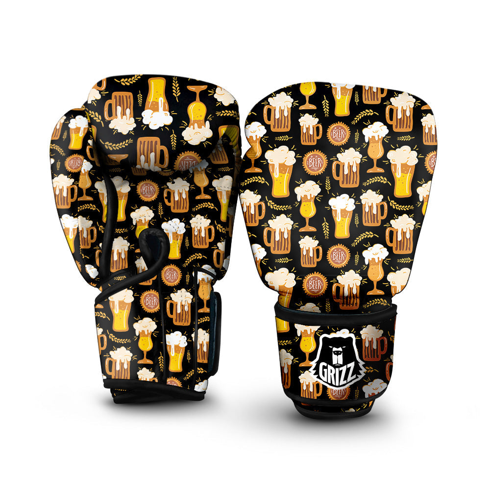 Glasses Of Beer Vintage Print Pattern Boxing Gloves-grizzshop
