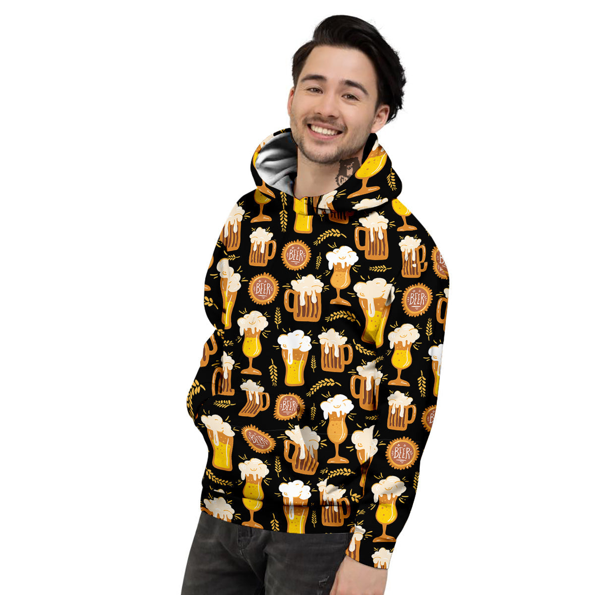 Glasses Of Beer Vintage Print Pattern Men's Hoodie-grizzshop