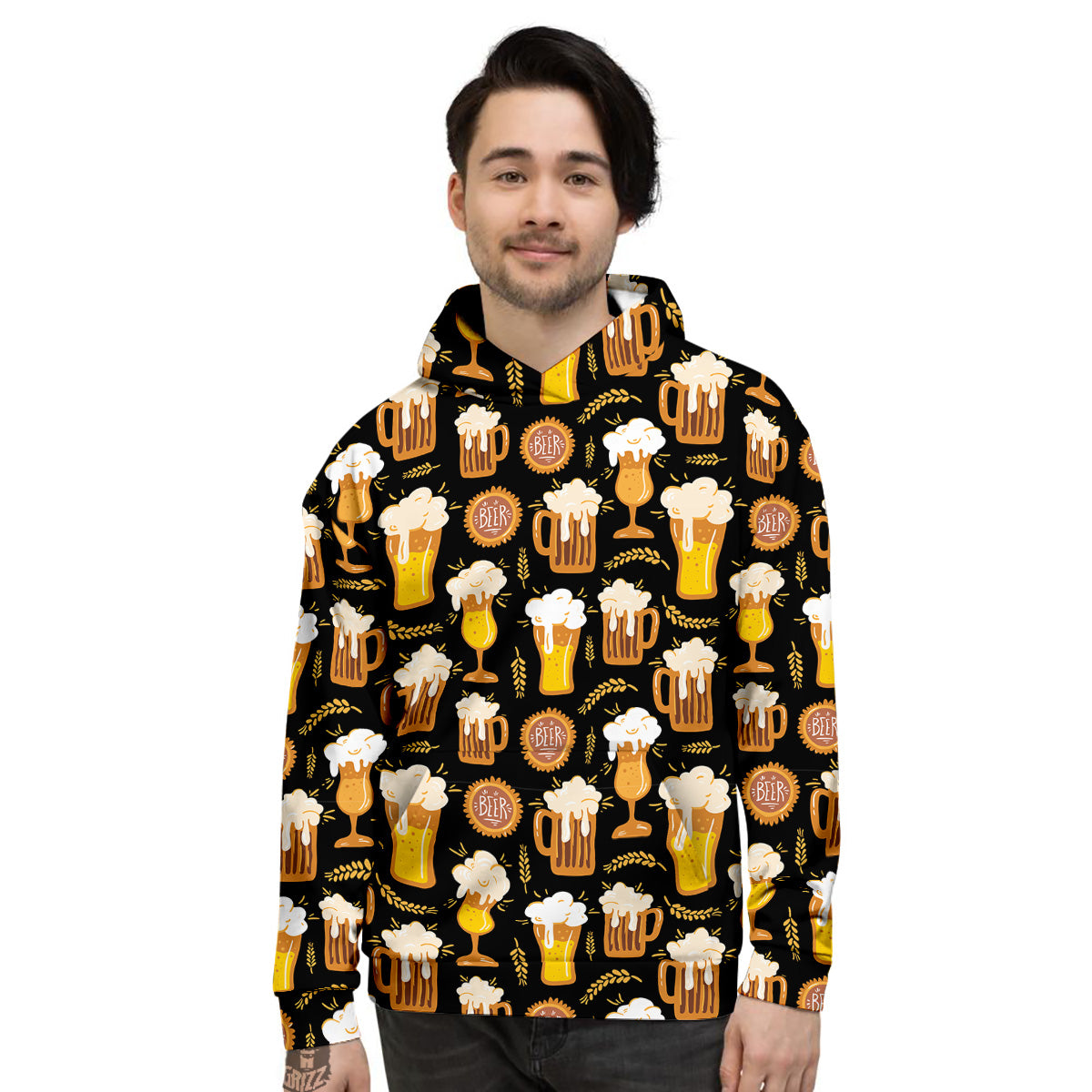 Glasses Of Beer Vintage Print Pattern Men's Hoodie-grizzshop