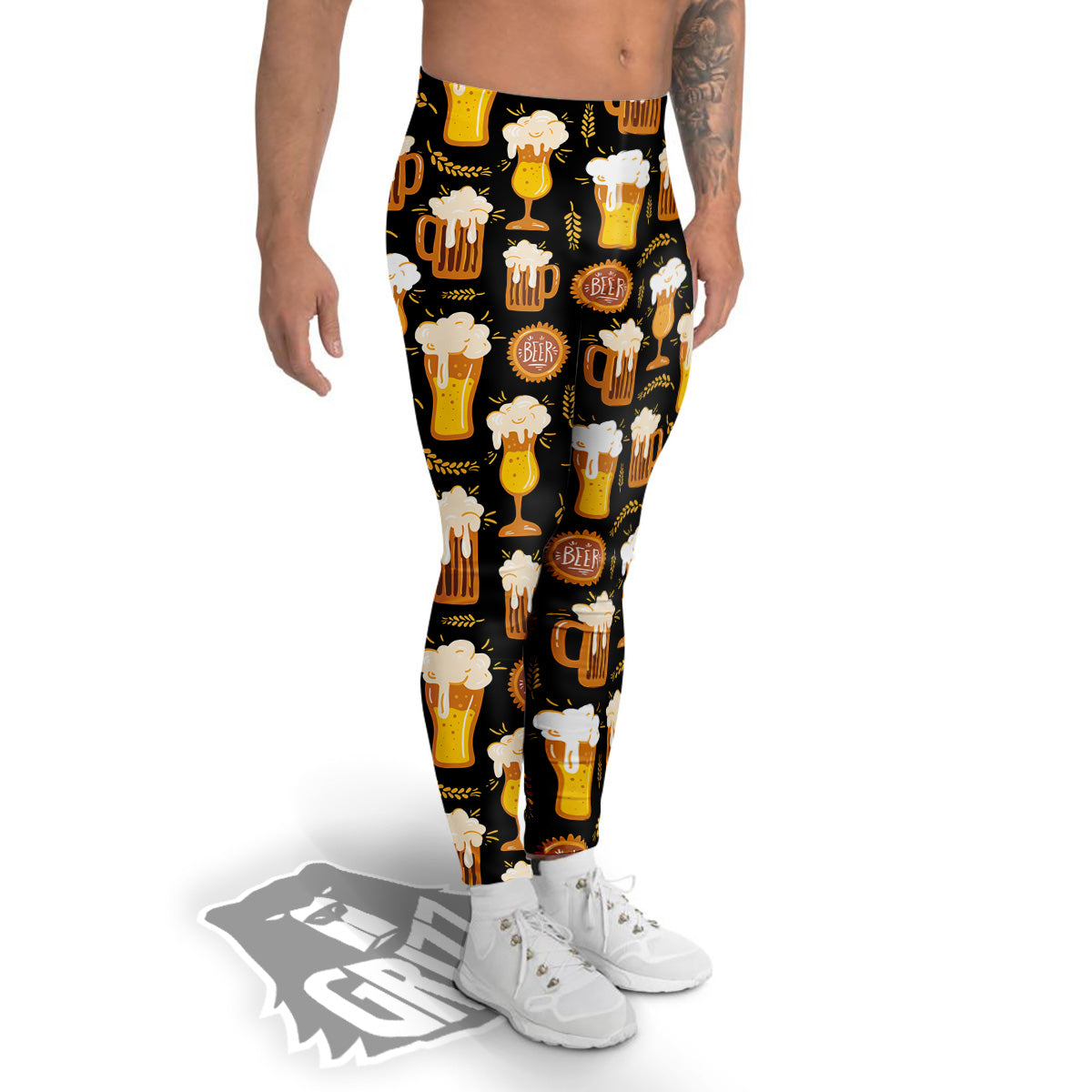 Glasses Of Beer Vintage Print Pattern Men's Leggings-grizzshop