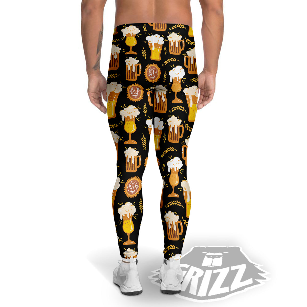 Glasses Of Beer Vintage Print Pattern Men's Leggings-grizzshop