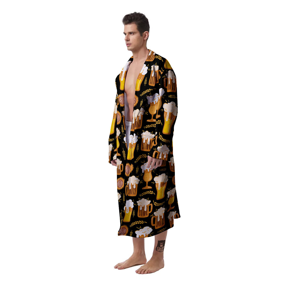 Glasses Of Beer Vintage Print Pattern Men's Robe-grizzshop