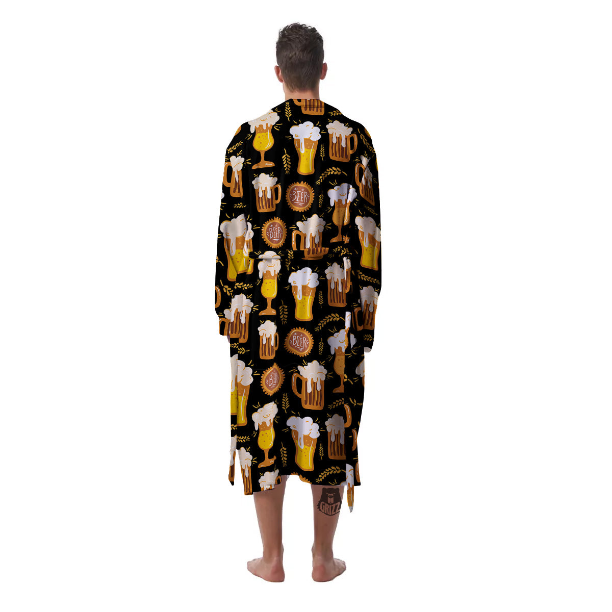 Glasses Of Beer Vintage Print Pattern Men's Robe-grizzshop