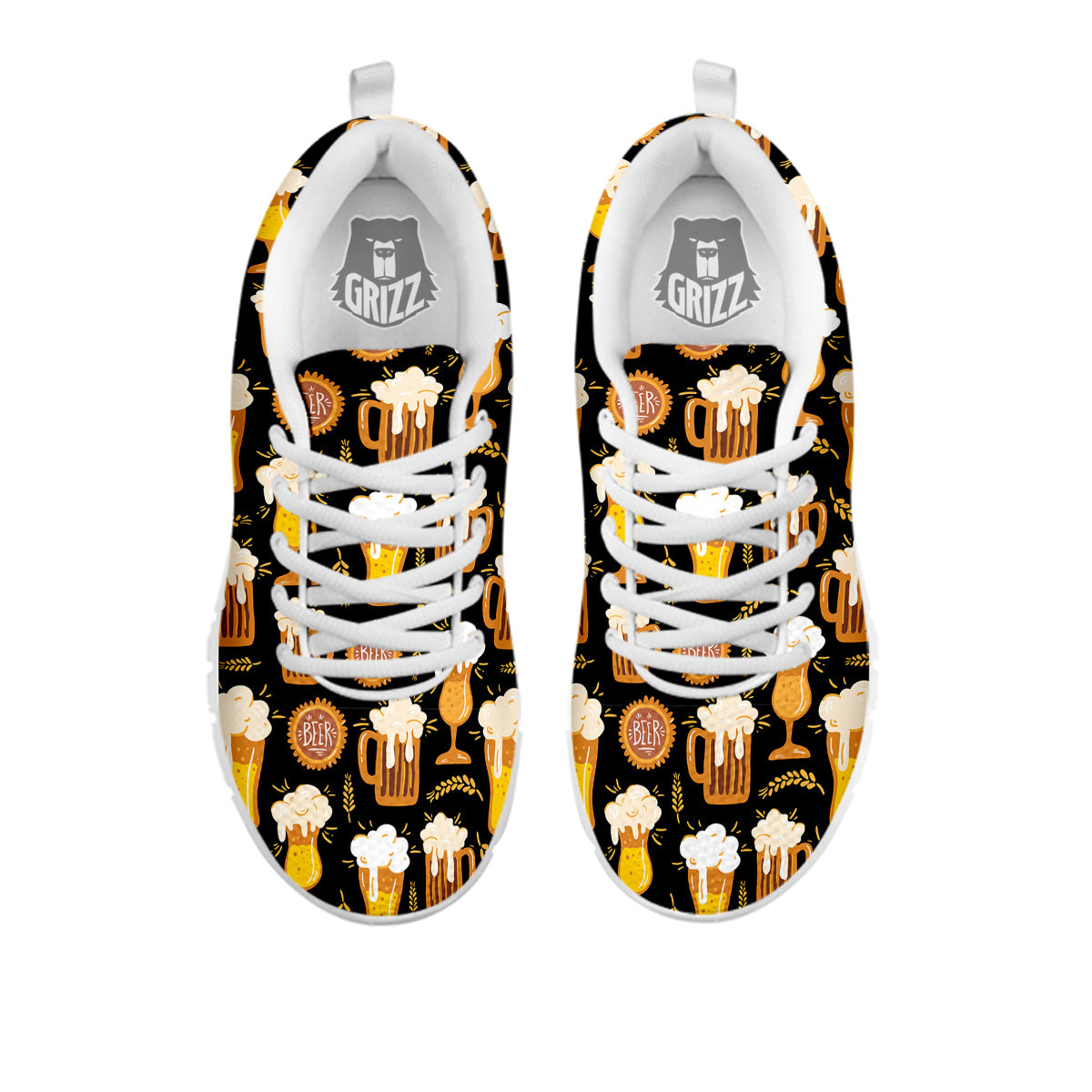 Glasses Of Beer Vintage Print Pattern White Sneaker-grizzshop