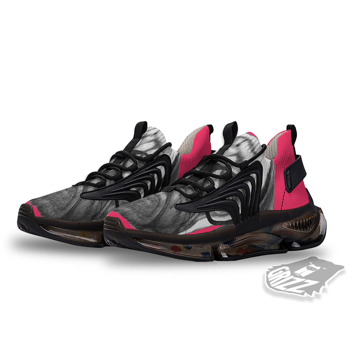 Glasses Pug Portrait Print Black Gym Shoes-grizzshop