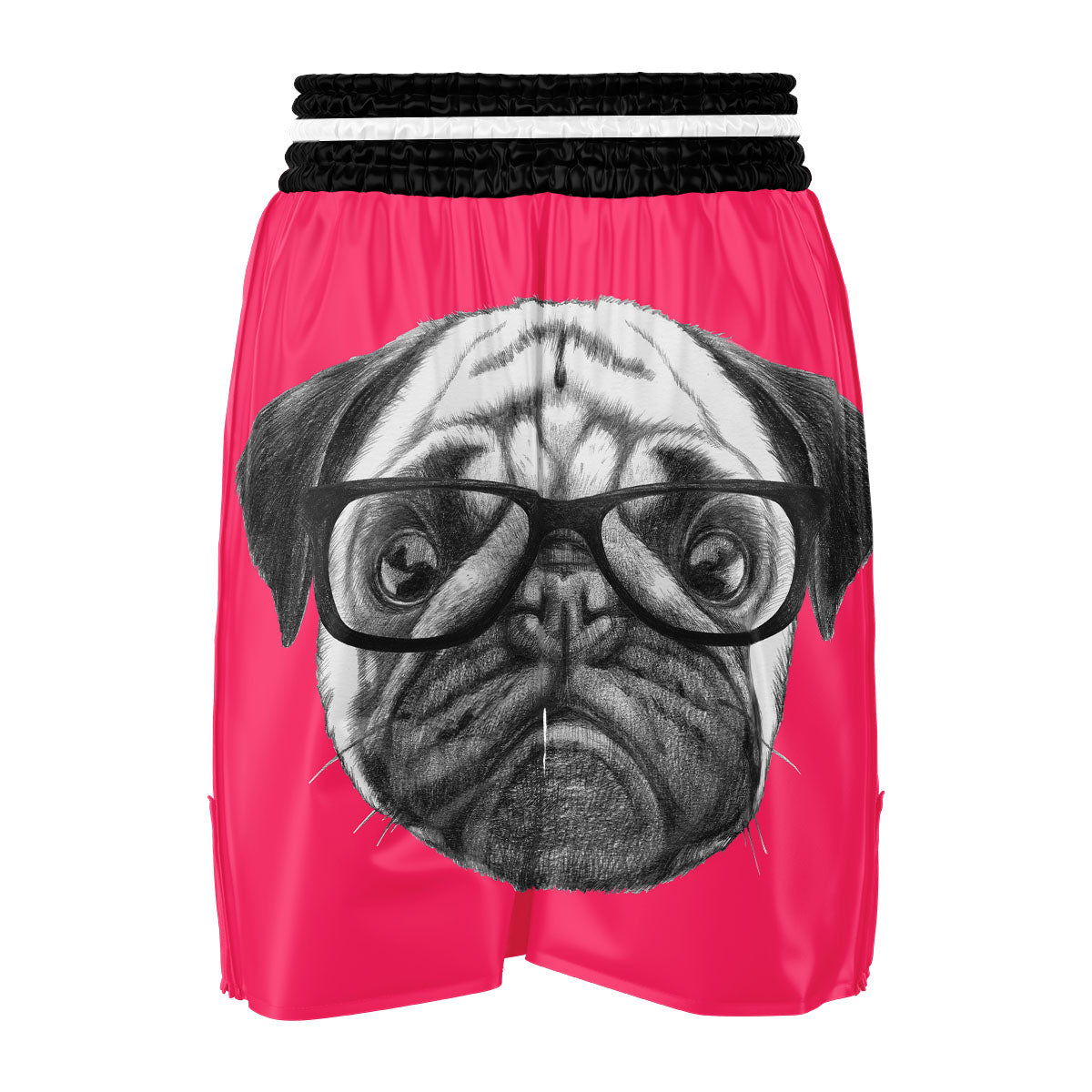 Glasses Pug Portrait Print Boxing Shorts-grizzshop