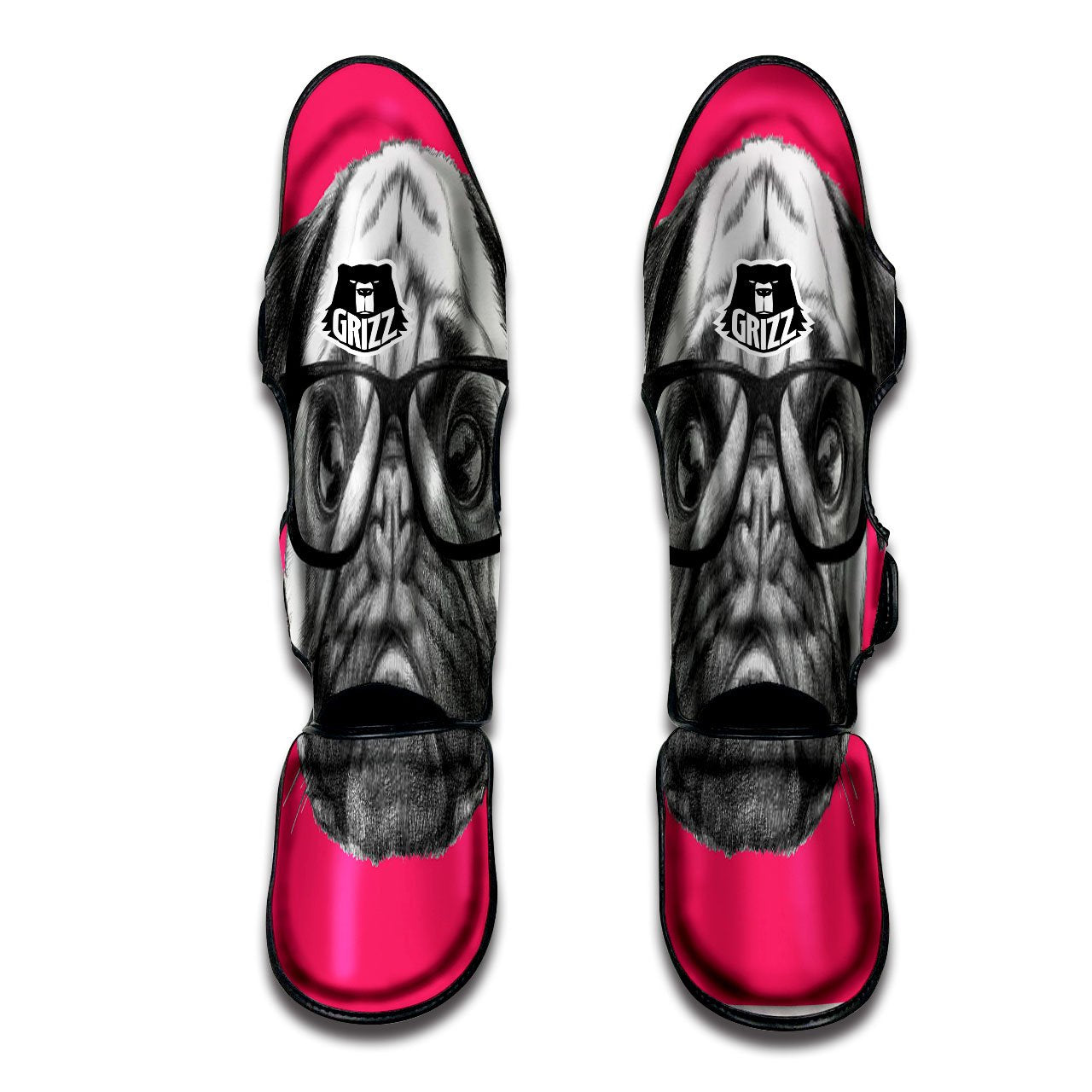 Glasses Pug Portrait Print Muay Thai Shin Guards-grizzshop