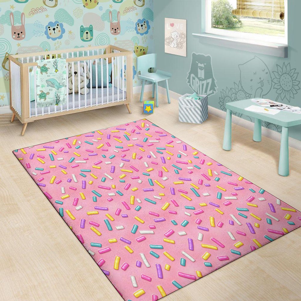 Glazed Donut Pink Print Pattern Floor Mat-grizzshop