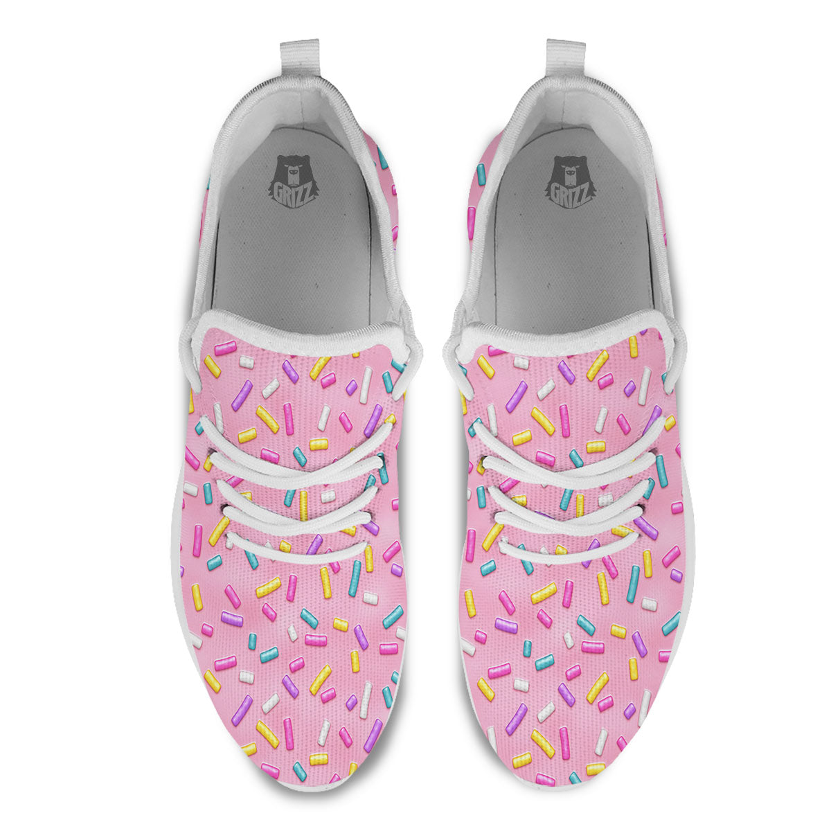 Glazed Donut Pink Print Pattern White Athletic Shoes-grizzshop