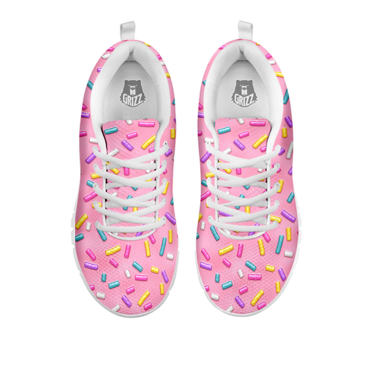 Glazed Donut Pink Print Pattern White Sneaker-grizzshop
