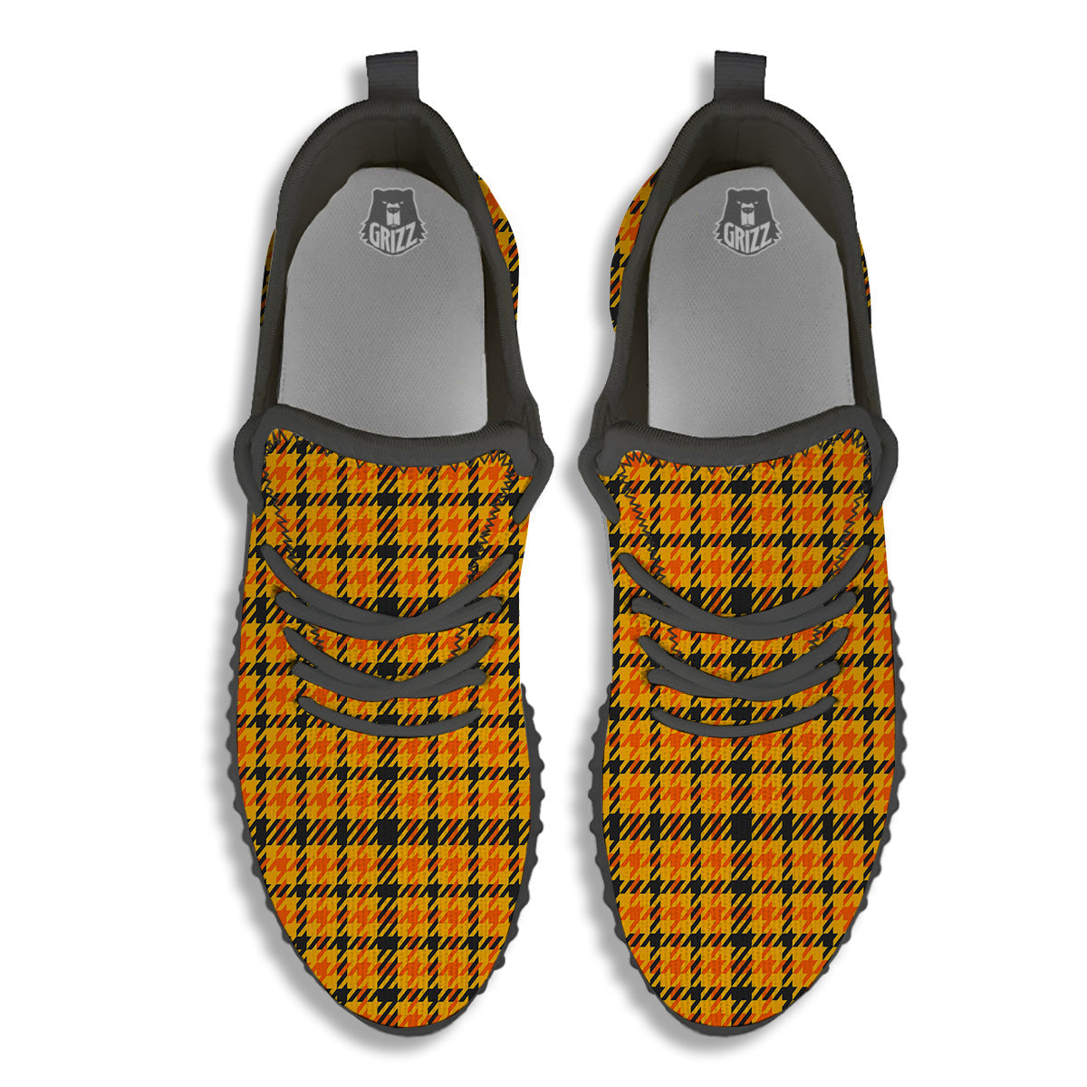 Glen Plaid Houndstooth Halloween Print Pattern Black Walking Shoes-grizzshop