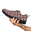 Glen Plaid White And Red Print Black Sneaker-grizzshop