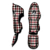 Glen Plaid White And Red Print Muay Thai Shin Guards-grizzshop