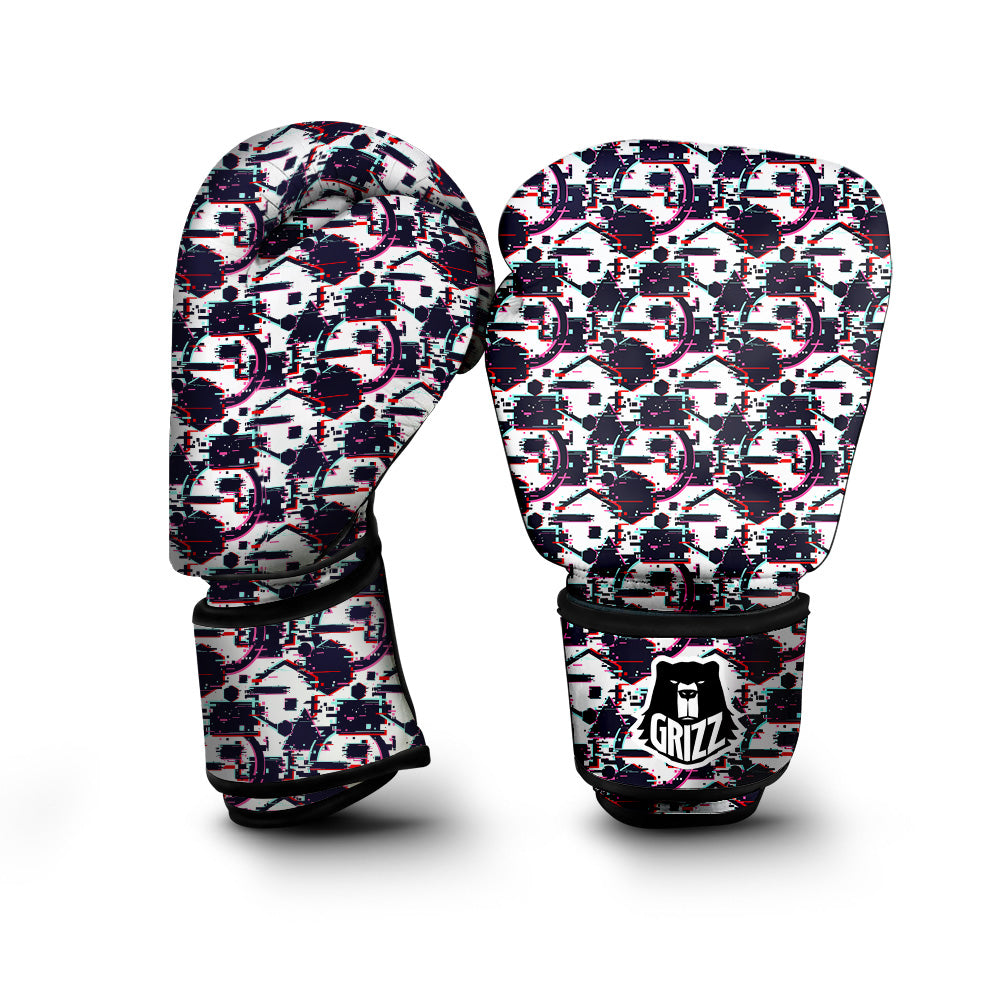 Glitch Effect Print Pattern Boxing Gloves-grizzshop