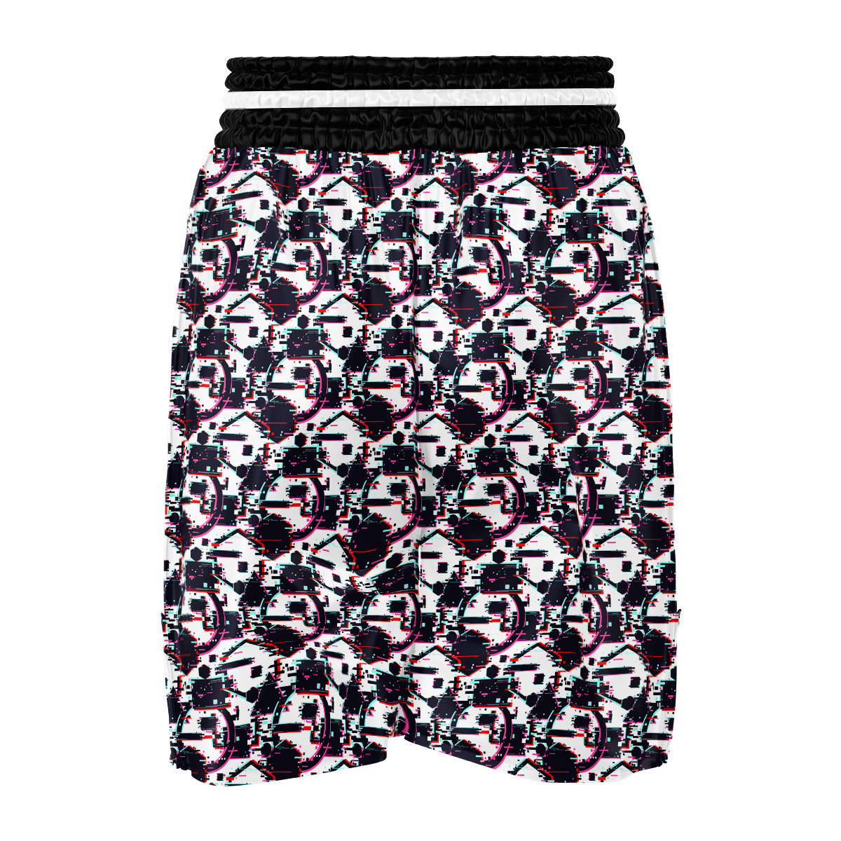 Glitch Effect Print Pattern Boxing Shorts-grizzshop