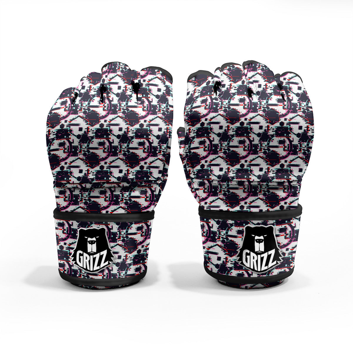 Glitch Effect Print Pattern MMA Gloves-grizzshop