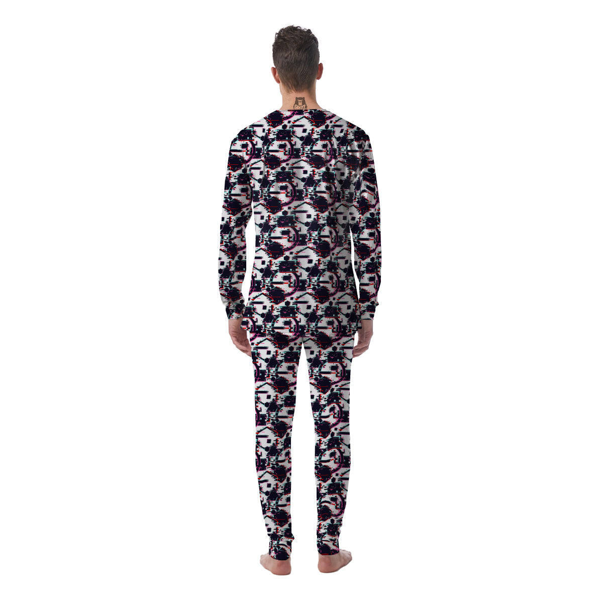 Glitch Effect Print Pattern Men's Pajamas-grizzshop